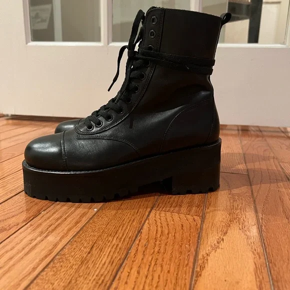 The Kooples NWOT Size 37 (US 7) black leather platform ankle boots - Picture 7 of 7